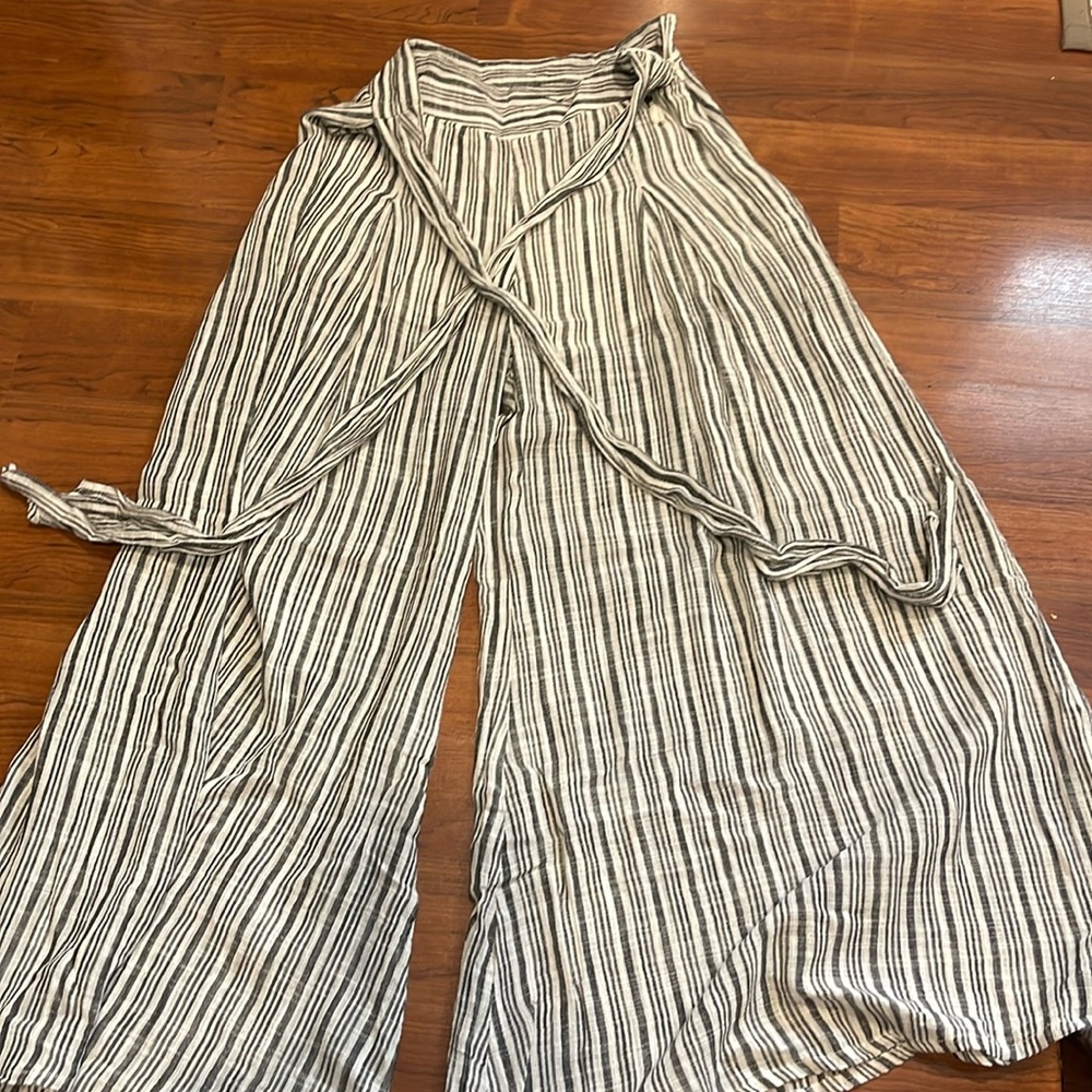 Tie wide leg pants